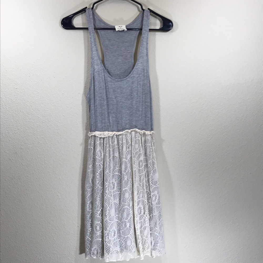 Pins and Needles Gray Lace Crochet Racerback dress